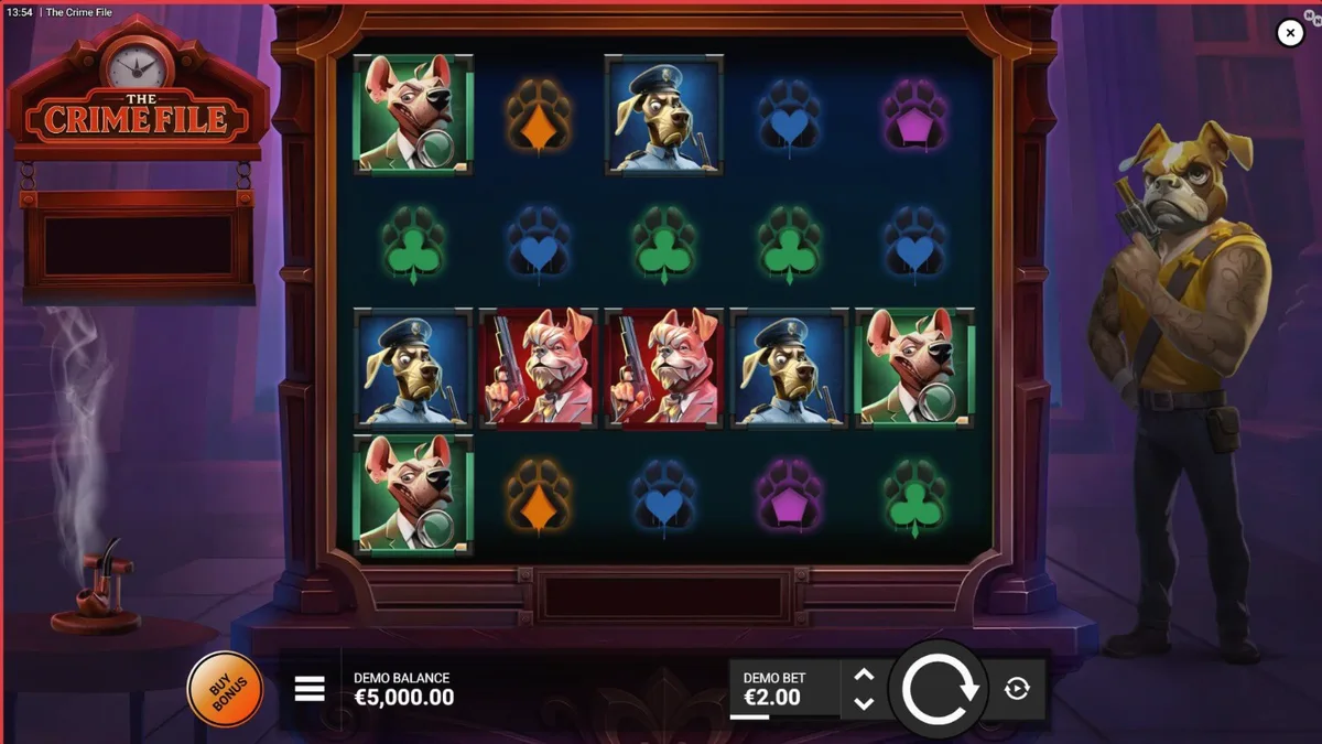 The Crime File slot machine noir detective theme